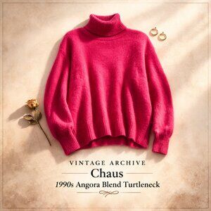 Vintage Chaus Lambswool Angora Blend Fuchsia Turtleneck Sweater L